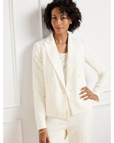 Talbots Stretch Crepe Double Breasted Blazer - Natural