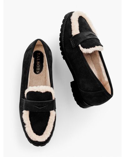 Talbots Cassidy Sherpa Suede Loafers - Black
