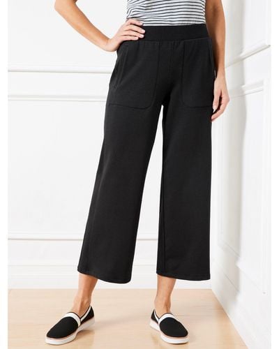 Talbots Modal French Terry Wide Crop Trousers - Black
