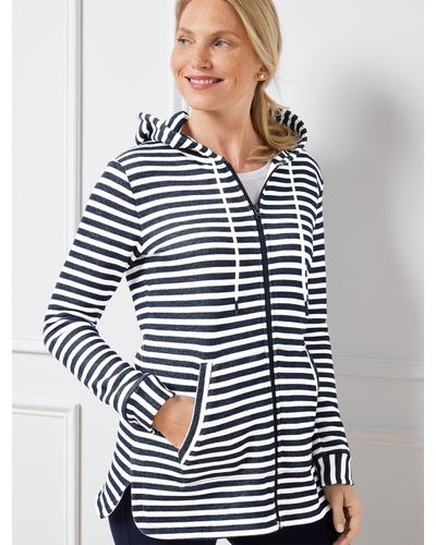 Talbots Vale Stripe Classic French Terry Hooded Jacket - Blue