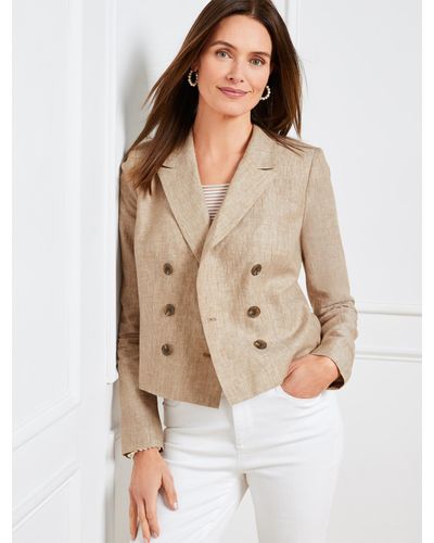 Talbots Cropped Linen Jacket - Natural