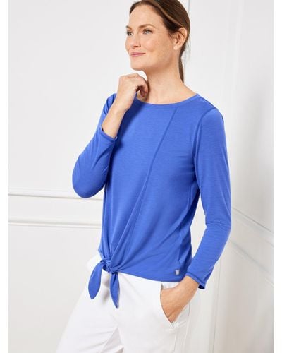 Talbots Supersoft Jersey Tie Front T-shirt - Blue