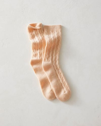 Talbots Cashmere Blend Cable Knit Socks - White