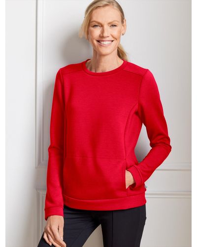 Talbots Pleated Back Modern Scuba Pullover Sweater - Red