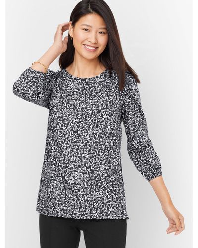 Talbots Abstract Leopard Popover Shirt - Gray