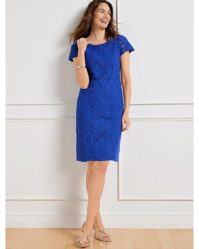 Talbots Crochet Lace Shift Dress - Blue