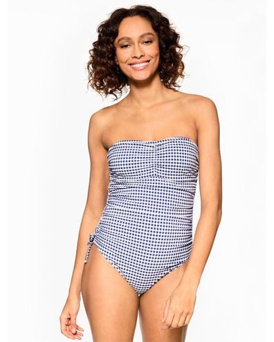 Talbots Sun Ocean Sand Ruched Side One Piece - Blue