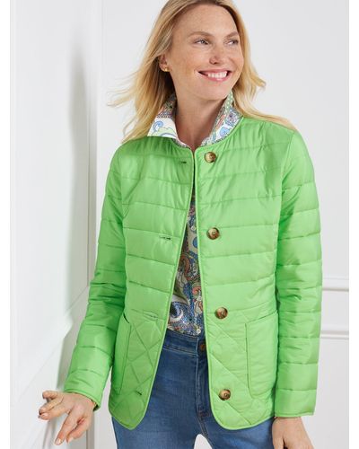 Talbots Quilted Collarless Jacket - Green