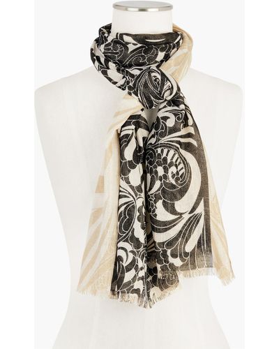Talbots Twirling Floral Oblong Scarf - White