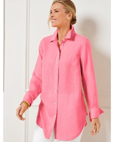 Talbots Linen Boyfriend Shirt - Pink
