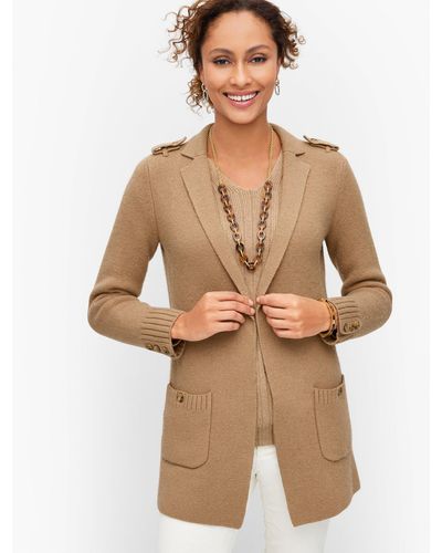 Talbots Notch Collar Cardigan Sweater - Natural