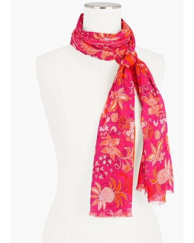 Talbots Whimsical Floral Oblong Scarf - Pink