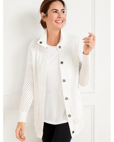 Talbots Coolmax® Snap Button Sweater Jacket - White