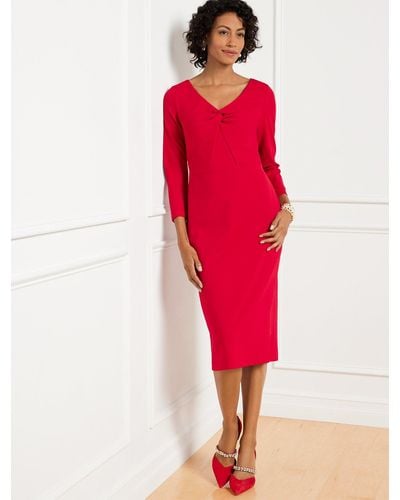 Talbots Twist Front Knit Crepe Dress - Red