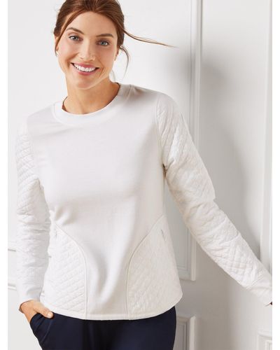 Talbots Cosy Quilted Crewneck Jumper Pullover - White