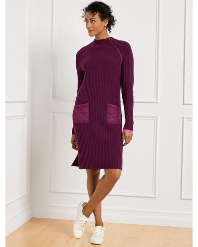 Talbots Asymmetrical Zip Mockneck Dress - Purple