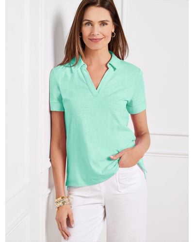 Talbots Roll Cuff Johnny Collar Pullover Jumper - Green