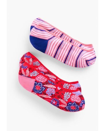 Talbots Floral Paradise 2-pack No Show Socks - Pink