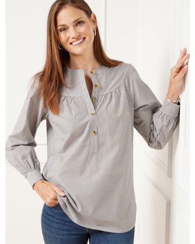 Talbots Festival Stripe Popover Shirt - Gray