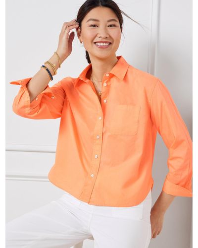 Talbots Poplin Short Shirt - Orange