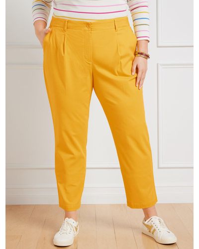 Talbots Modern Twill Pleated Chinos Trousers - Yellow