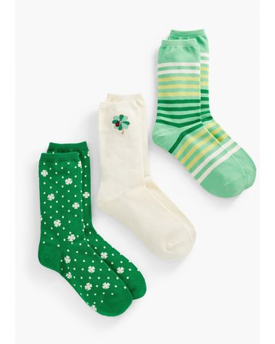 Talbots Lucky Clover 3-pack Trouser Socks - Green