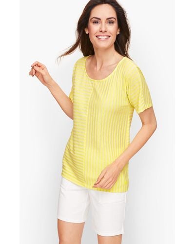 Talbots Mixed Stripe Centre Seam T-shirt - Yellow