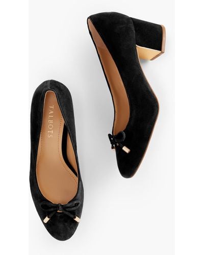 Talbots Isa Bow Suede Court Shoes - Black