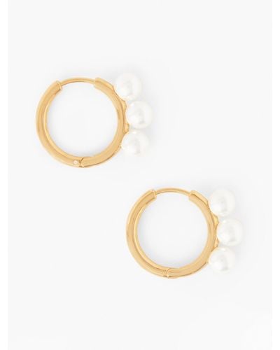 Talbots Modern Pearl Hoop Earrings - White