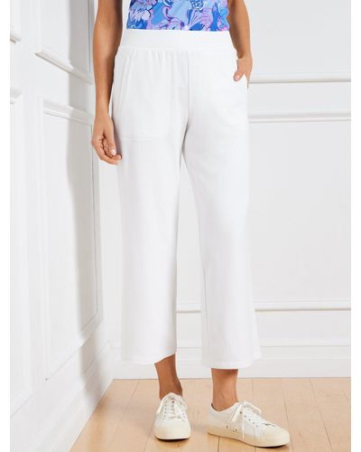 Talbots Modal French Terry Wide Crop Trousers - White
