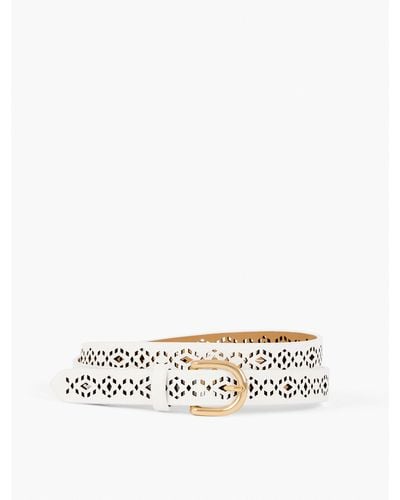 Talbots Perforated Leather Belt - White