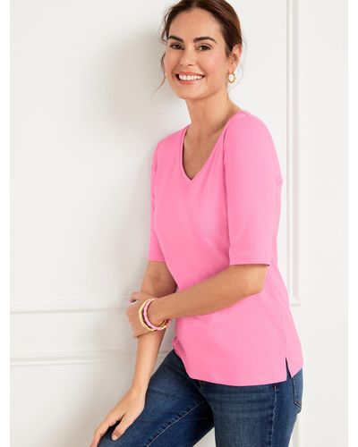 Talbots Pima V-neck T-shirt - Pink