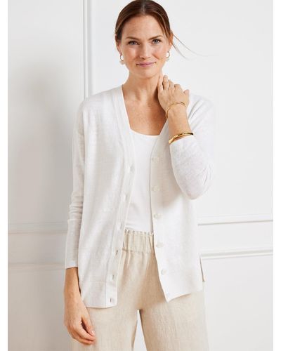 Talbots Linen Girlfriend Cardigan Sweater - White