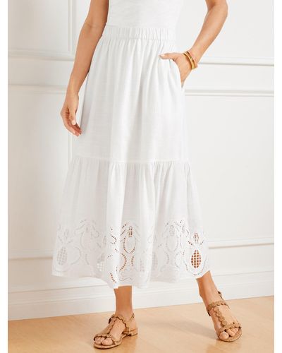 Talbots Embroidered Fit & Flare Skirt - White