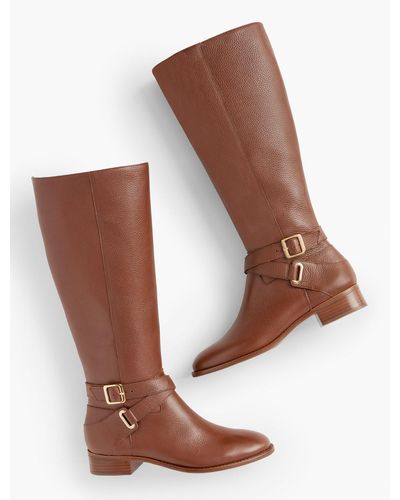 Talbots Tish Pebbled Leather Riding Boots - Brown