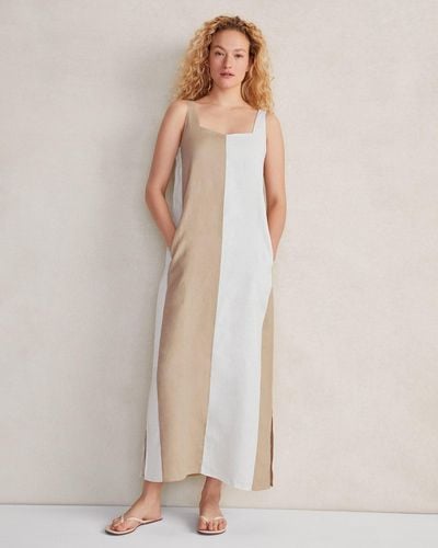 Talbots Linen Colorblock Dress - Natural