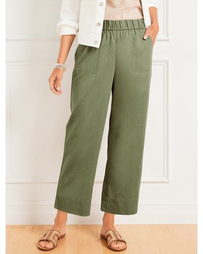 Talbots Pull-on Wide Leg Crops Trousers - Green