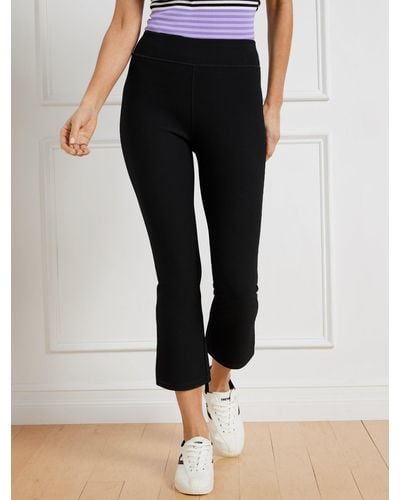 Talbots Soft Stretch Ribbed Flare Crop Trousers - Black