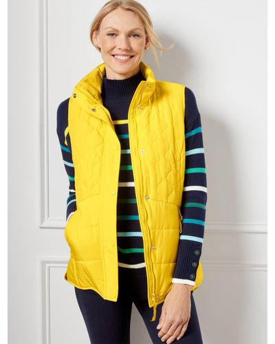 Talbots Packable Hood Quilted Vest - Yellow