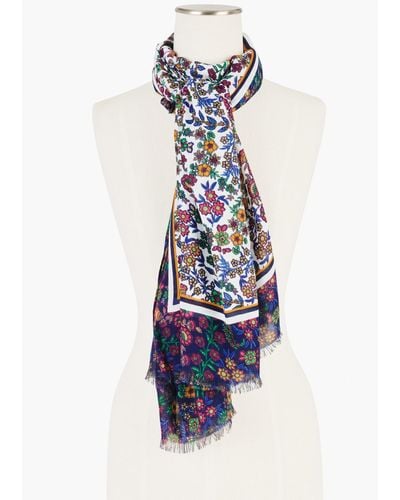 Talbots Blossom Party Oblong Scarf - White
