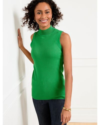 Talbots Ribbed Mockneck Shell Jumper - Green