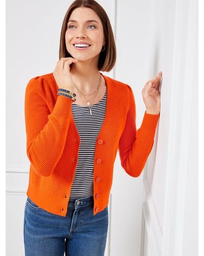 Talbots Bishop Sleeve Cardigan Sweater - Orange