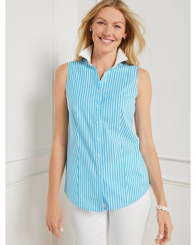 Talbots Sleeveless Non-iron Perfect Shirt - Blue