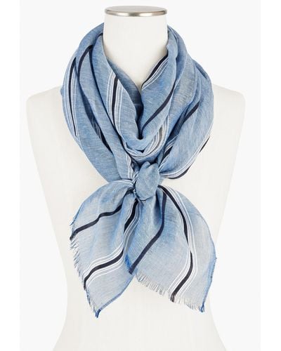 Talbots Blooming Stripes Oblong Scarf - Blue