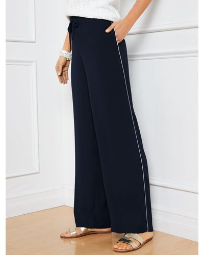 Talbots Crepe Wide Leg Trousers - Blue