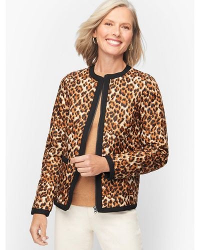 Talbots Animal Print Quilted Jacket - Natural