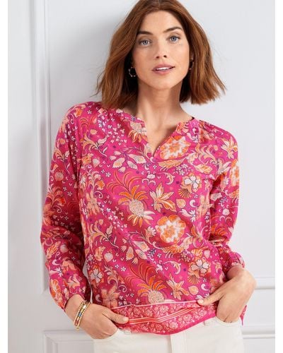 Talbots Whimsical Floral Top - Red