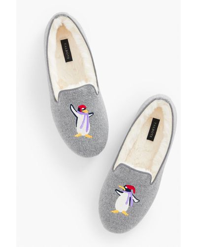 Talbots Brushed Flannel Slippers - White
