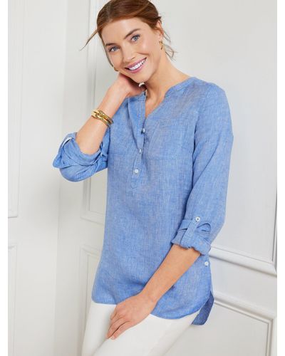 Classic Cotton Shirt - Speckled Paisley BLUE MULTI  Womens Talbots Blouses  and Shirts — Bypaths and Beyond