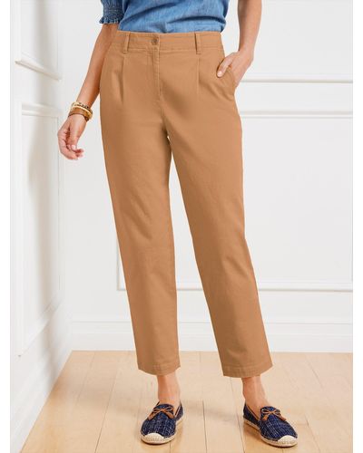 Talbots Modern Twill Pleated Chinos Trousers - Natural